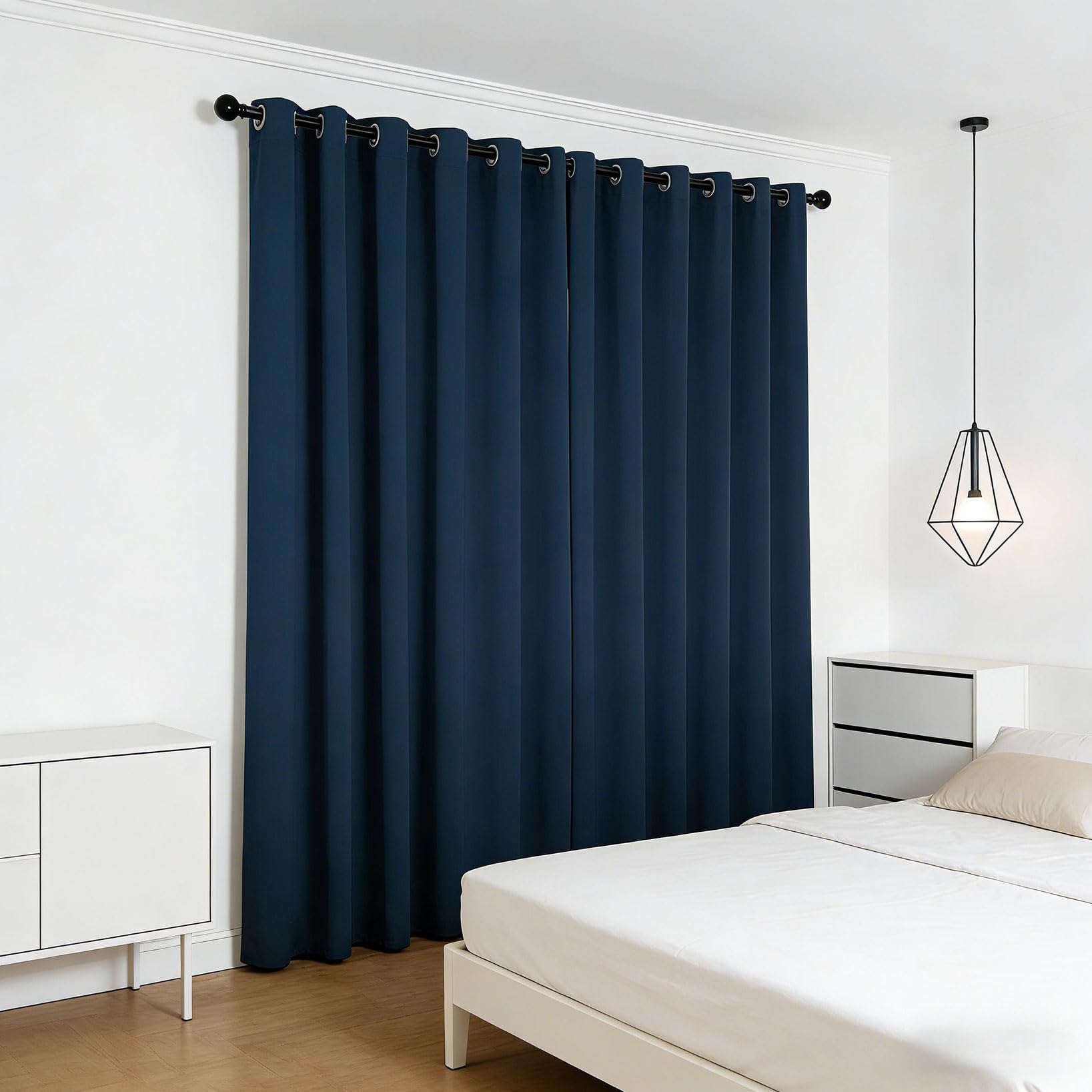 Rideau Occultant 160 x 190 cm Isolant Thermique Anti Froid Rideau avec Œillets avec Oeillets Design Moderne, 1Pièces pour Chambre Maison Salon Intérieurs, Bleu Marine