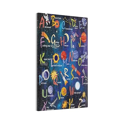 ABC Outer Space 1 Gang Light Switch Cover No Device Wall Plate Decorative Alphabet Galaxy Boys Blank Switchplate Electrical Faceplate for Kidroom Nursery Home Living Room Boyroom Art Panel Decorate