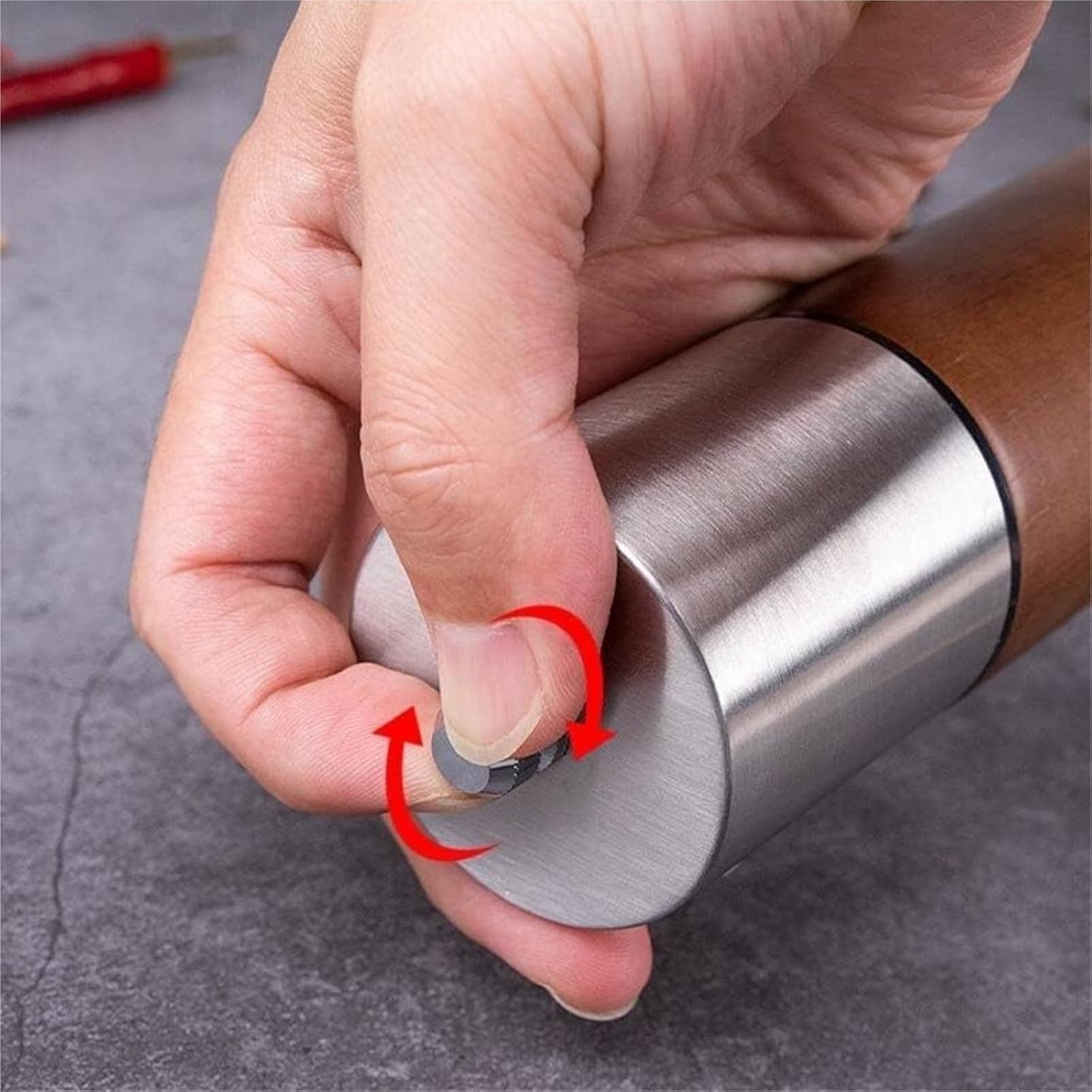 塩コショウグラインダー 木製ペッパーグラインダー 手動 ステンレススチール 円筒グラインダー キッチン ソルトペッパーグラインダー