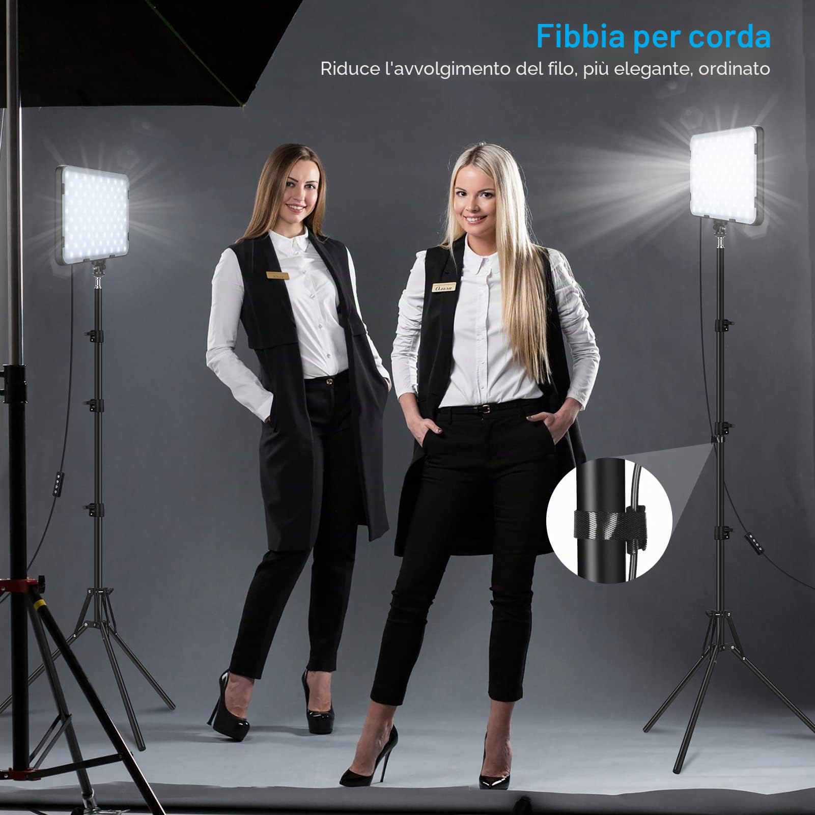 2pz Luce Video Led con Stativo 160cm, Obeamiu Faretto Led Dimmerabile 2500K-8500K Luci Video illuminazione per Fotografia Foto di Prodotti, Personaggi, Youtube, Videoconferenze, Chiamate, Zoom