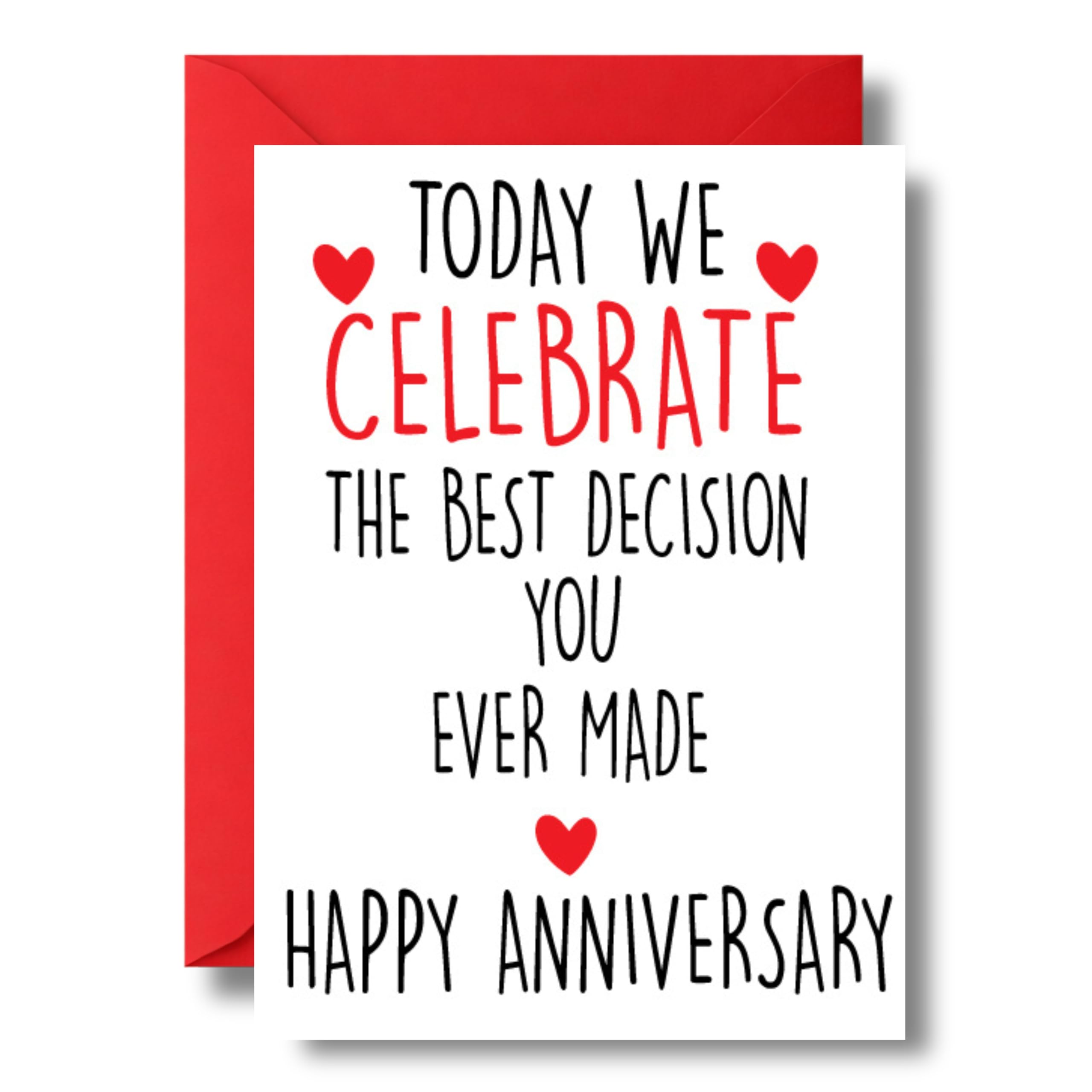 Funny Anniversary Card For Husband Wife Partner Relationship Banter Card From Him Her Best Decision You Ever Made Humour A40