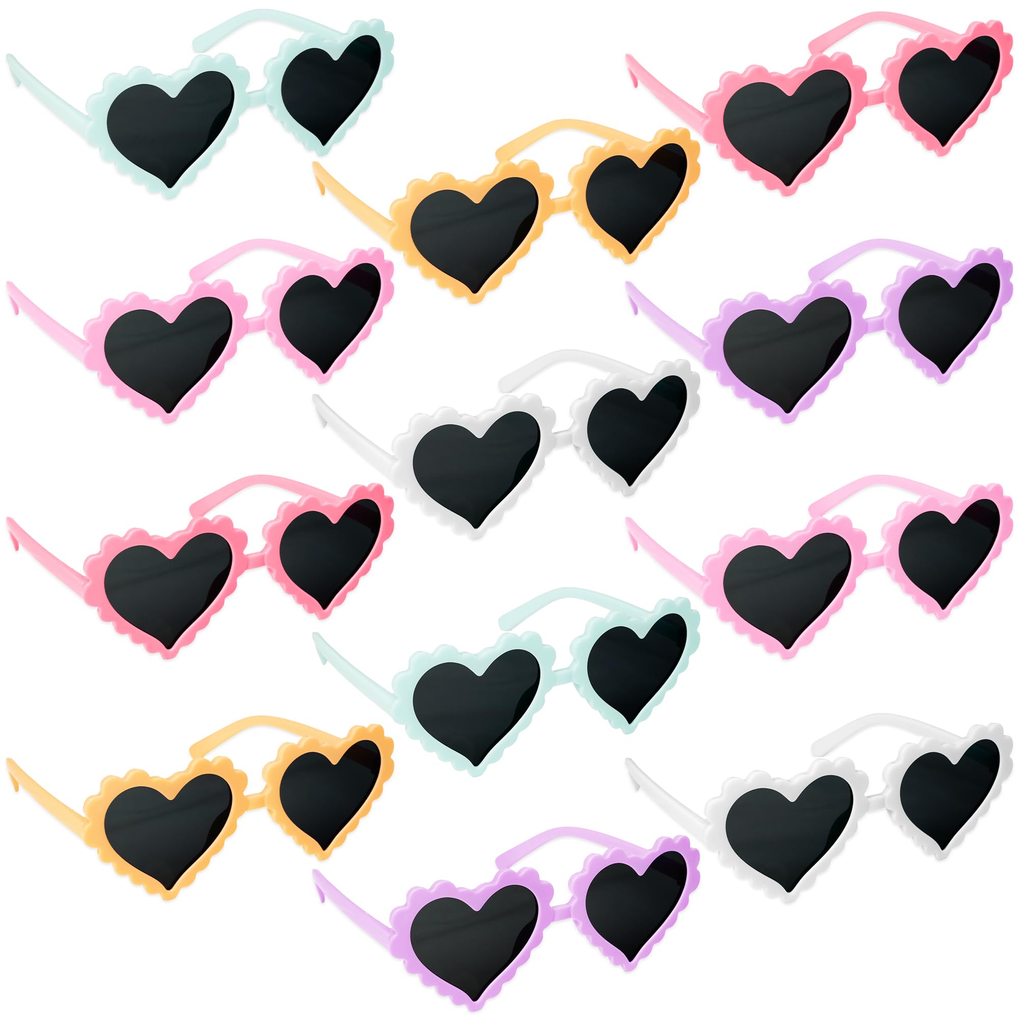 KatchOn, Multicolor Valentine Heart Glasses - 12 Pcs, No DIY | Valentines Glasses for Valentines Day Decorations | Valentines Day Party Favors | Galentines Day Decorations | Valentines Decorations