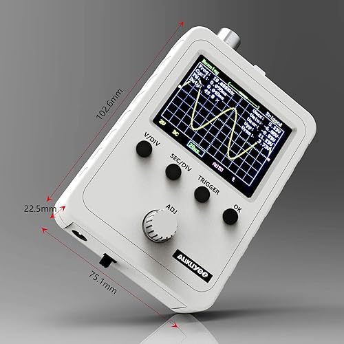 Miniatura 3 de AUKUYEE - Kit de osciloscopio digital de mano - Mini osciloscopio portátil TFT de 2.4 pulgadas, con fuente de alimentación y sonda de cable BNC-Clip