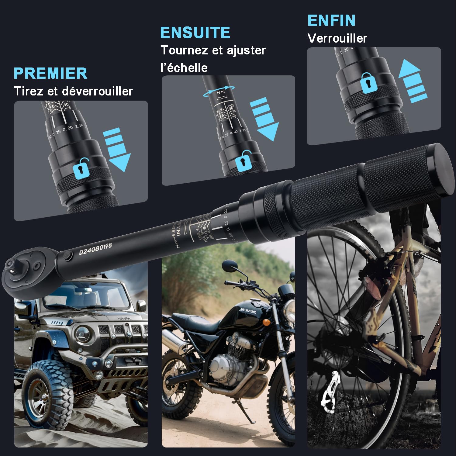 Awang 1/4" Clé Dynamométrique,5-25 Nm Cle Dynamometrique velo avec 72 Dents, Précision ±3%, pour Vélos Route Montagne Moto