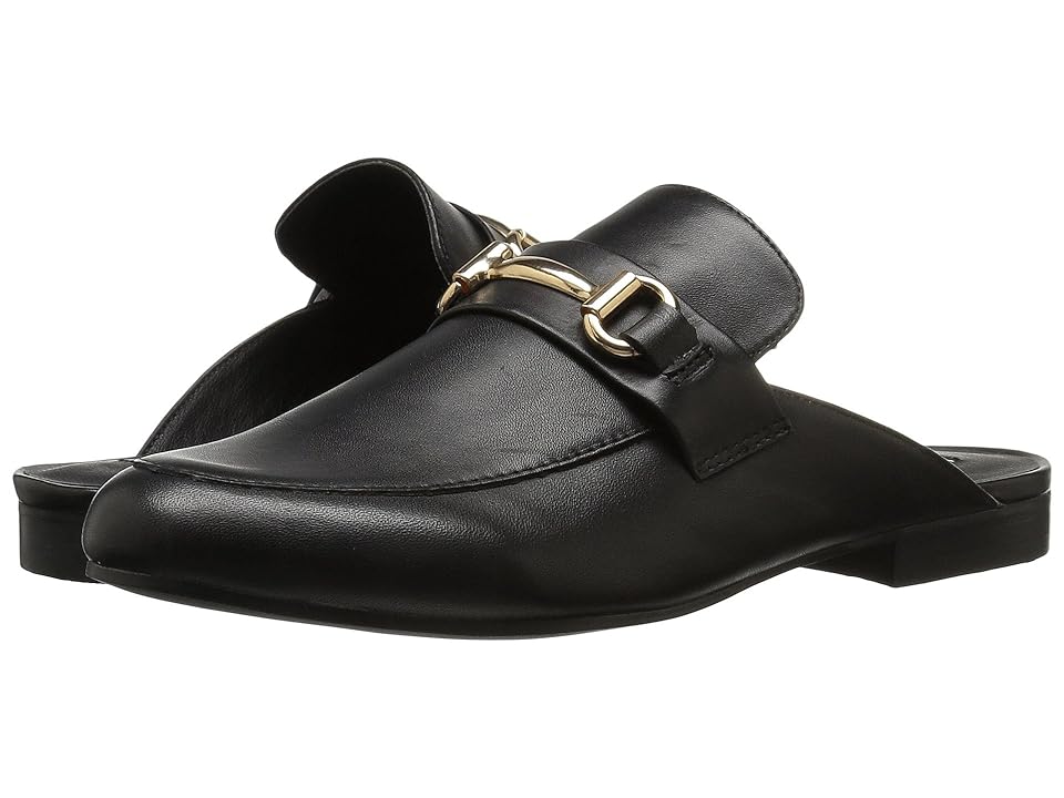 Steve Madden Kandi Slip-On Mule (Black Leather) Women's Shoes INTERNATIONAL SHIPPING
