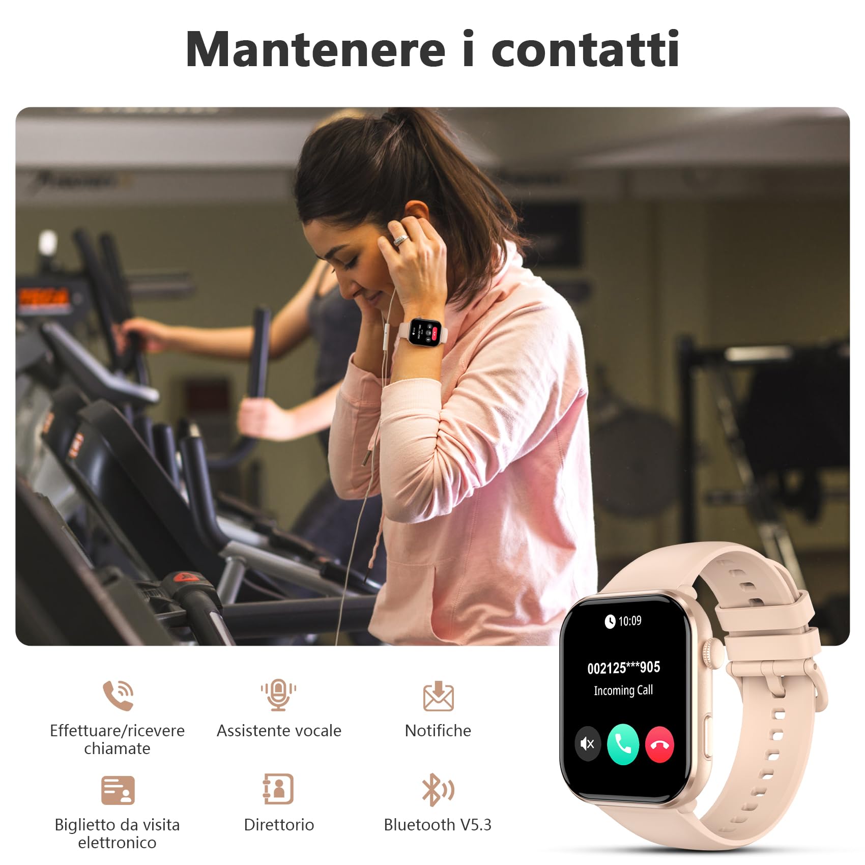 Blackview Smartwatch Donna Uomo, 1.96' HD AMOLED Orologio Intelligente Fitness, Effettua e Rispondi alle Chiamate/112+ Sportive/SpO2/Monitoraggio del Sonno/Cardiofrequenzimetro per Android IOS