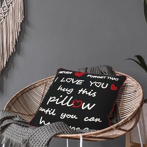Miniatura 2 de Lifesmells Funda de almohada de 18 x 18 pulgadas con texto en inglés Never Forget That I Love You Hug This Pillow Until You Hug Me, funda de