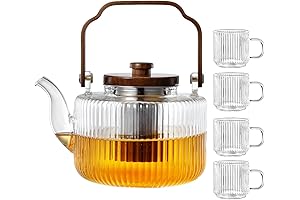 Glass Teapot Set with 4 Cups for Loose Leaf Tea Set