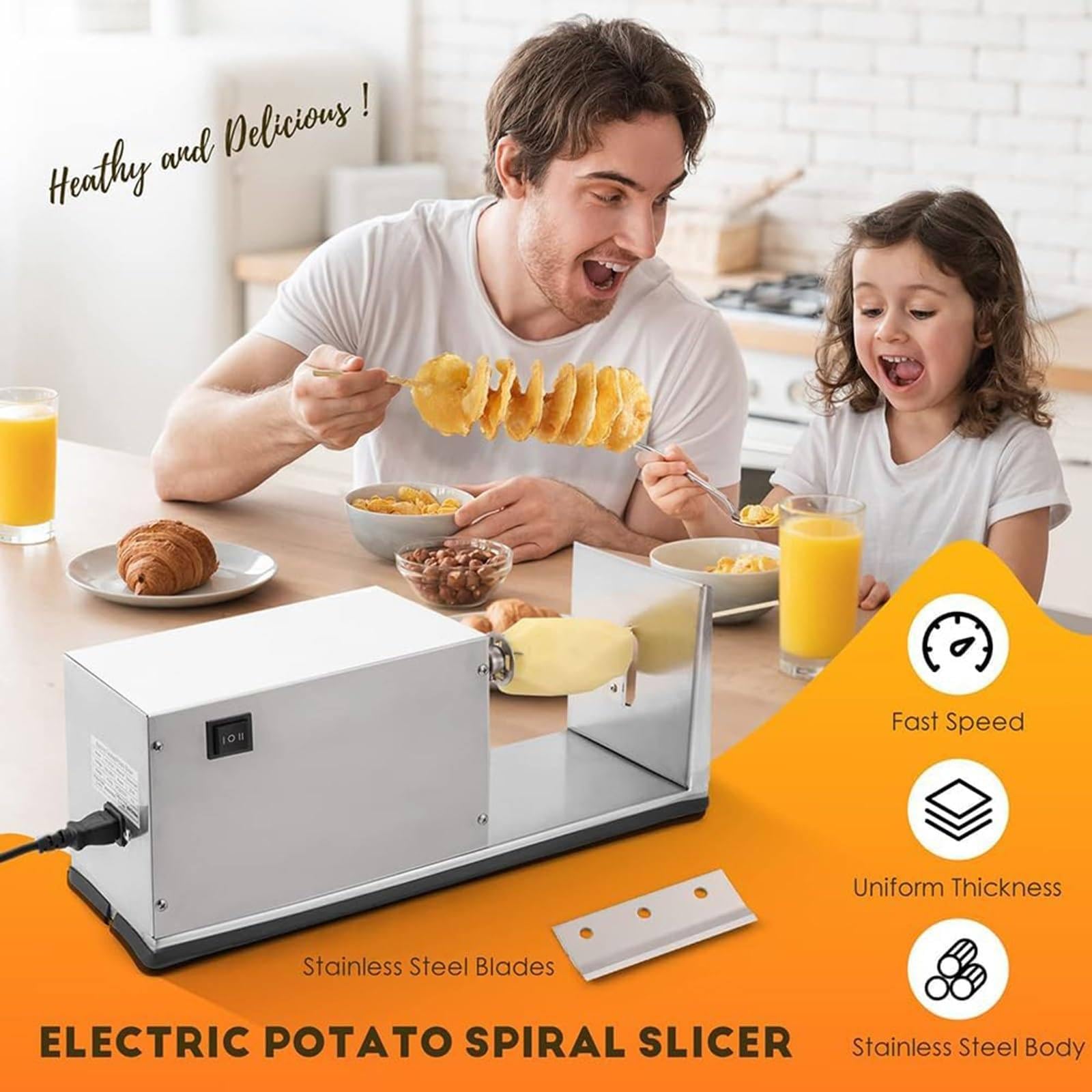 Mothdust Cortadora de Papas Tornado Electrica Rebanadora Espiral Maquina
