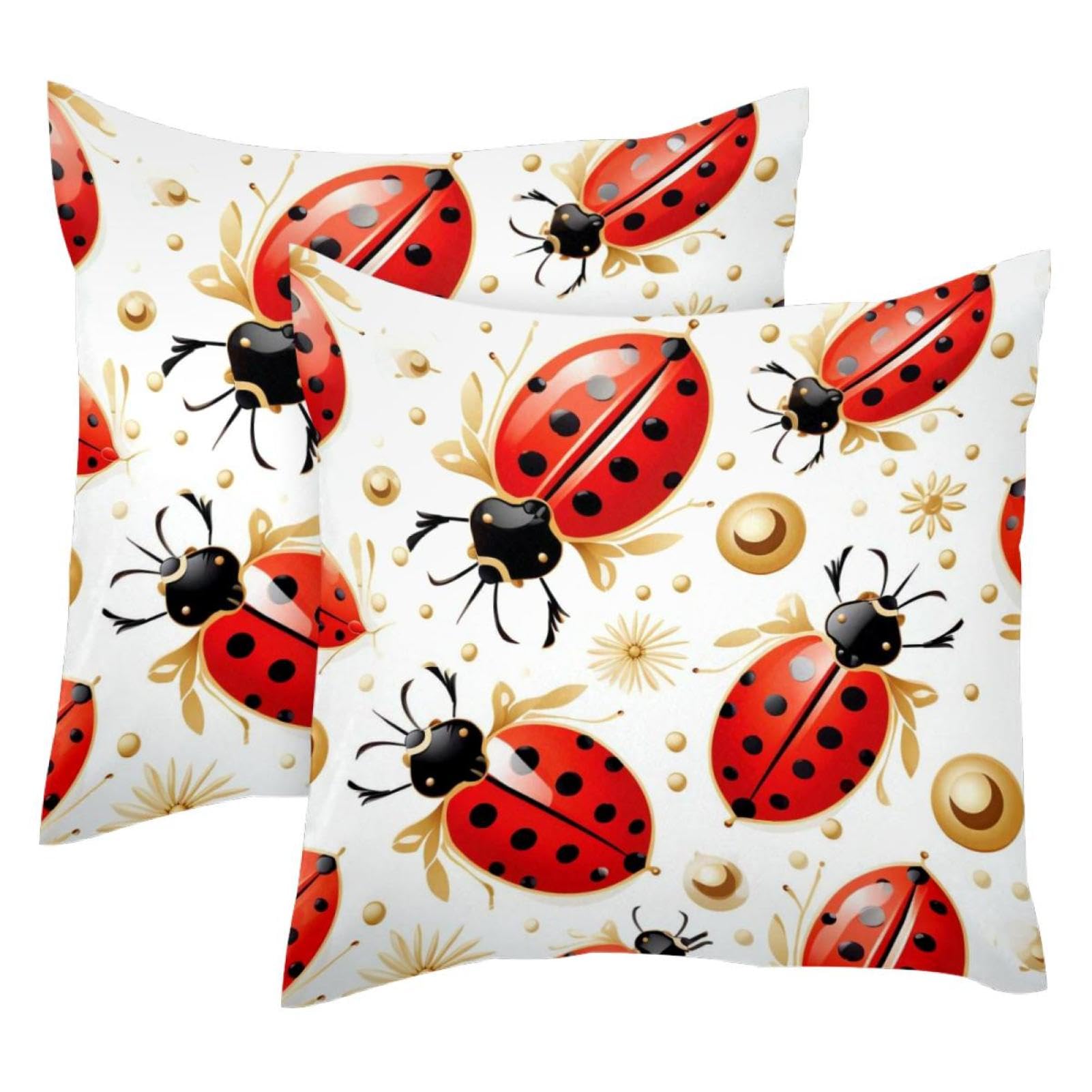Housses de coussin 50x50 velours doux Ladybug doré pour salon chic