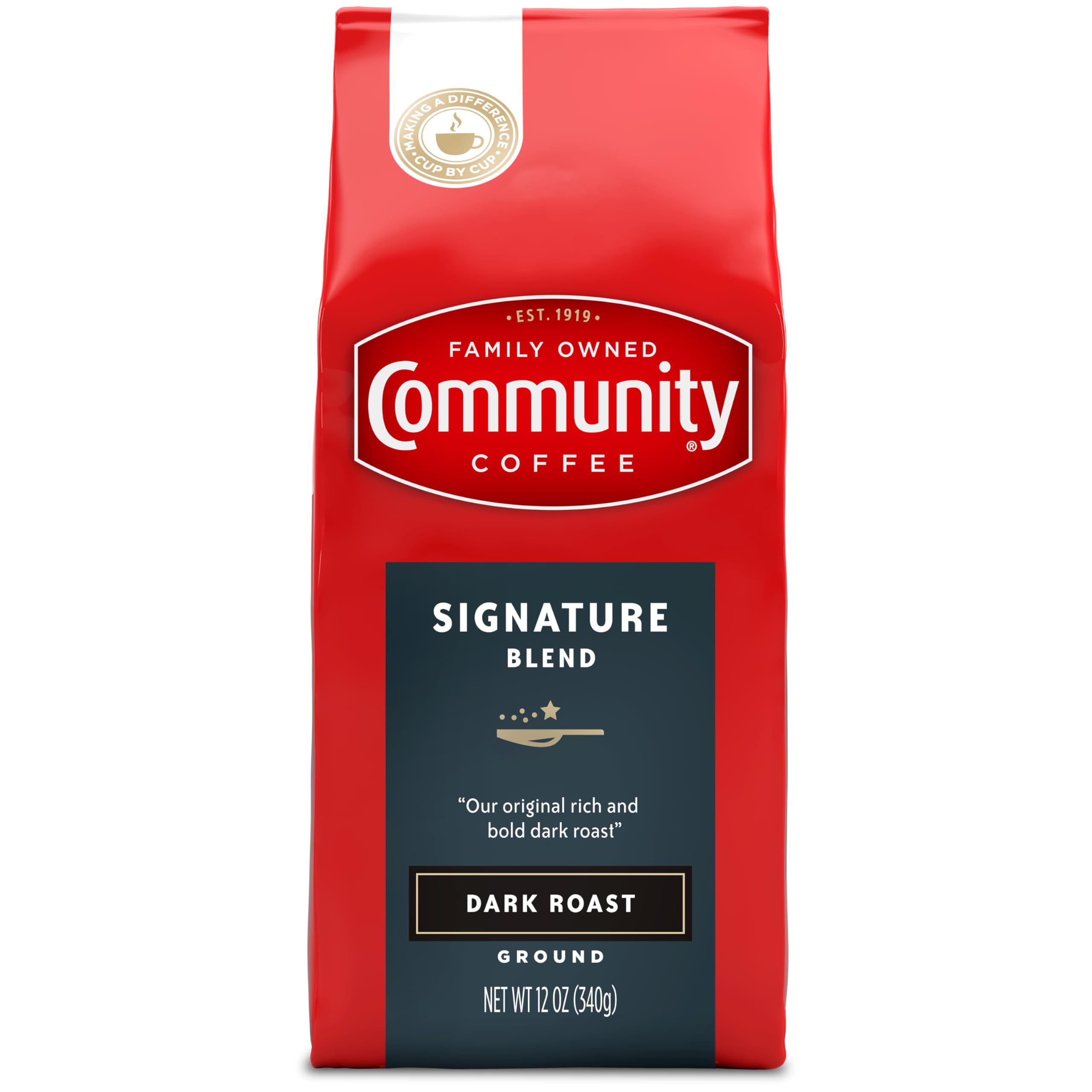 Premium Ground Coffee, Signature Blend, Dark Roast, 12 Ounce (Pack of 1)