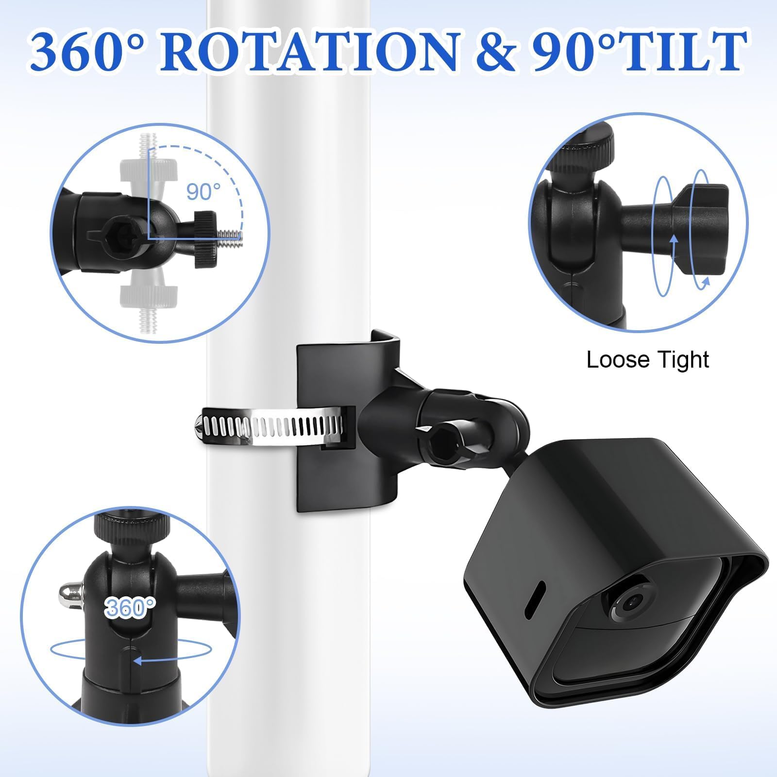 Supporto per Blink Outdoor Telecamer, Supporto da Parete Regolabile a 360°, 1PC Staffa per Telecamera Esterna +1PC Blink Outdoor3/4 Custodia Protettiva per Sorveglianza in ABS, Nero