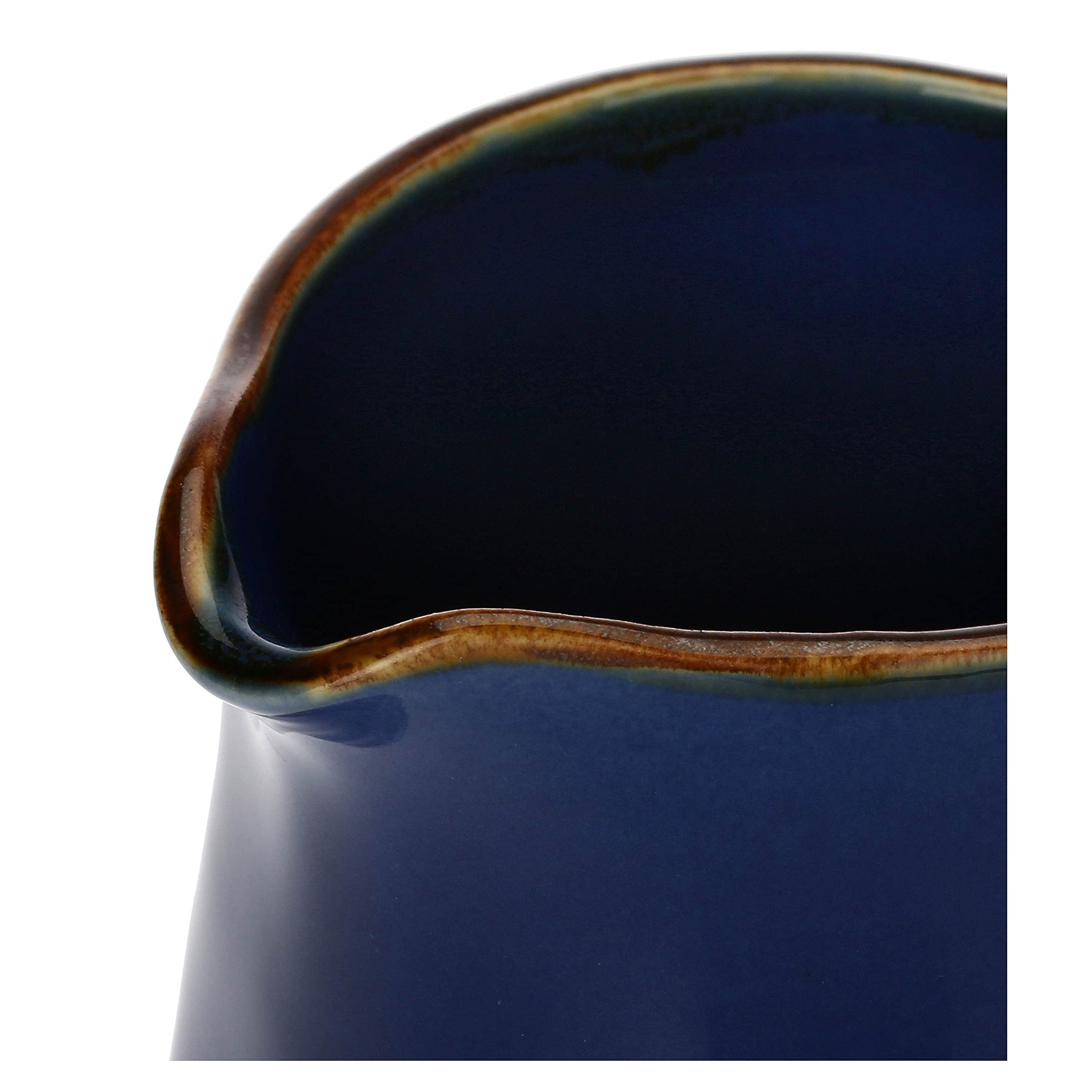 Thun Rose & Tulipani Petite pichet de couleur bleu cobalt en céramique avec bord doré, ligne concert, capacité 600 ml