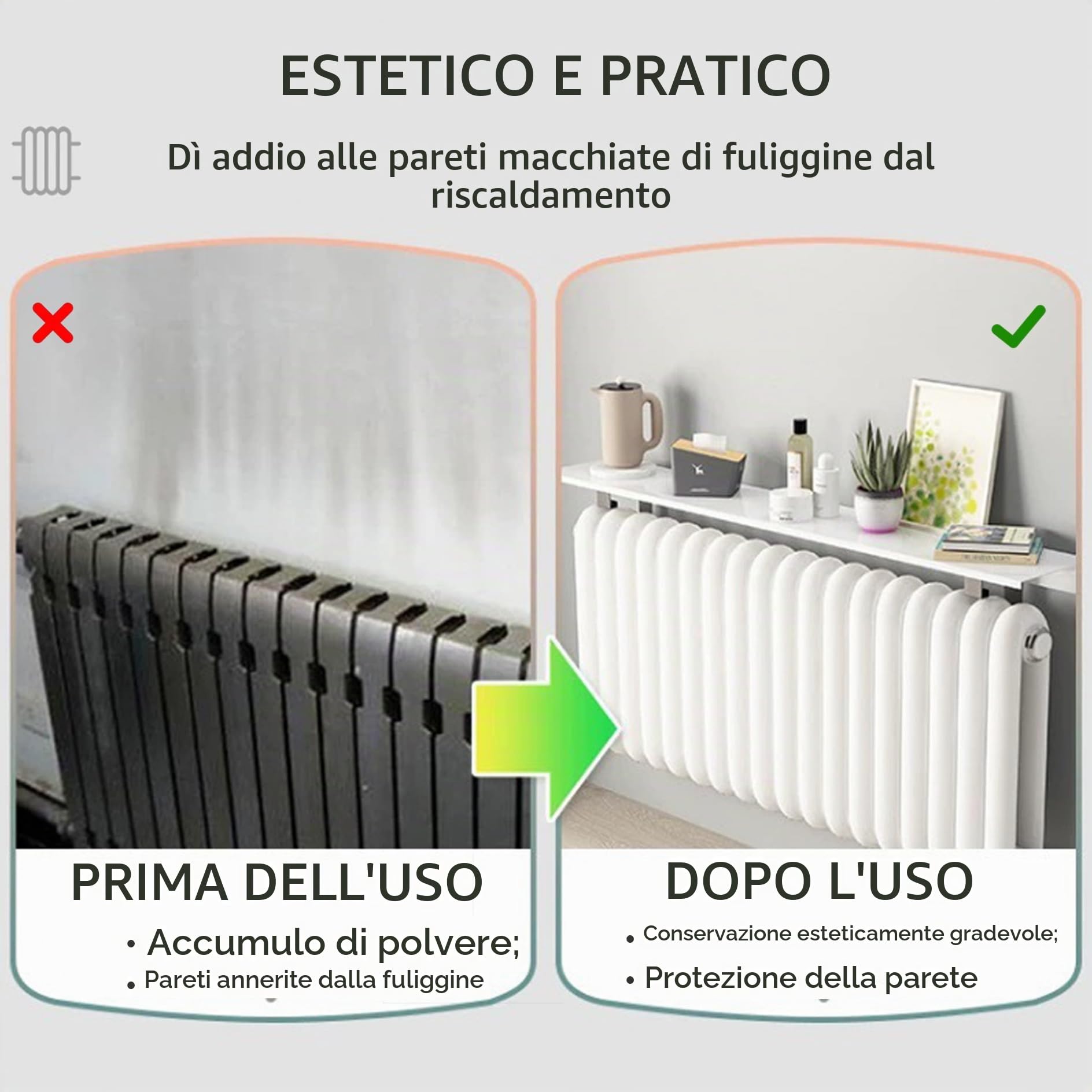 Mensola Radiatore,Mensola Termosifone,Senza Forare,Copritermosifone Bianco di Alluminio,Consolle Universale per Termosifone,Copricalorifero,Mensolas Calorifero,Cuscinetto di Carico 30kg(35cm)