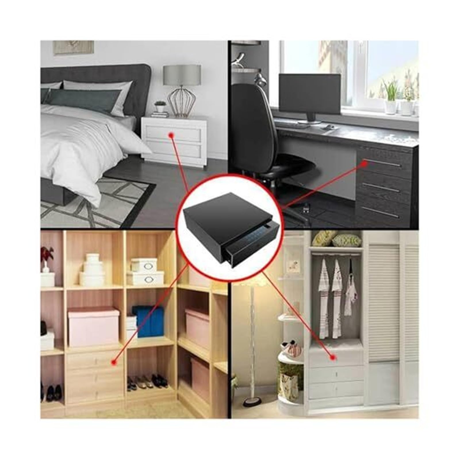 Fingerabdruck-Safe mit versteckter Schublade und Passwortfunktion for Wertgegenstände zu Hause im Hotel, Schmucksammlung(460mm Password)