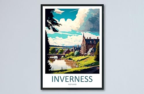 Inverness Travel Print - Arte de pared para colgar en la pared de Inverness, decoración del hogar, amantes del arte de Escocia, amante del arte,