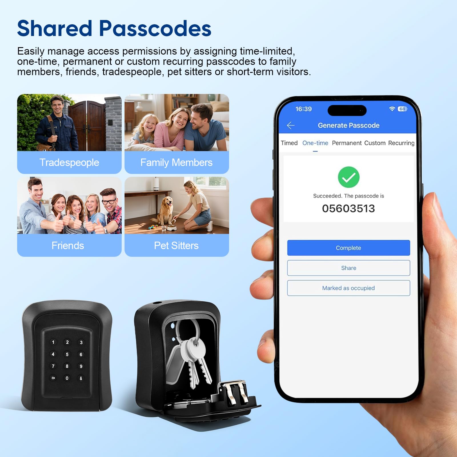 Smart Cassetta Sicurezza Chiavi,Key Box Per Chiavi Bluetooth Con Codice Numerico,App Ttlock E Codice Pin,Impermeabile Ip66, Cassaforte Per Chiavi Elettroniche Per Casa,Ufficio,Affitto Immobiliare