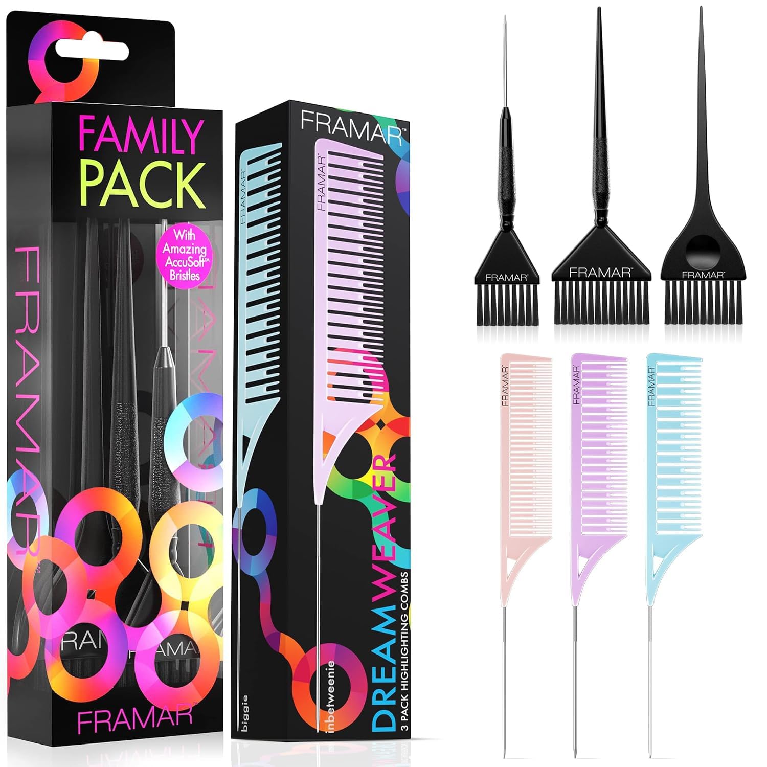 Framar Family Hair Color Brush Set - Framar Dreamweaver Highlight Comb Set