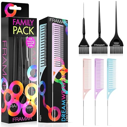 Framar Family - Juego de pinceles para color de cabello - FRAMAR Dreamweaver Highlight Comb Set