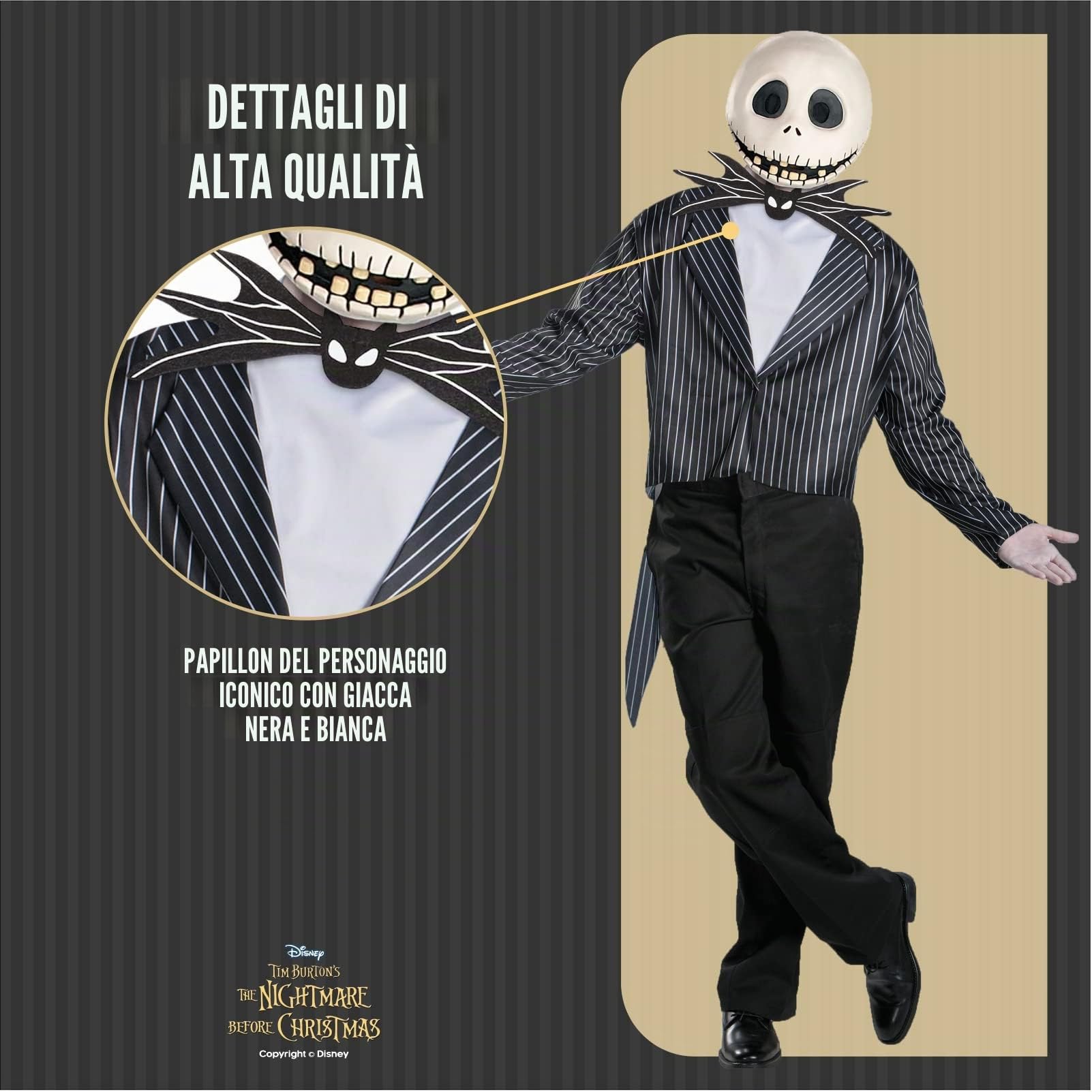 Disguise Costume di Jack Skellington Disney per adulti, con licenza ufficiale, vestibilità comoda e design dettagliato, taglia XL