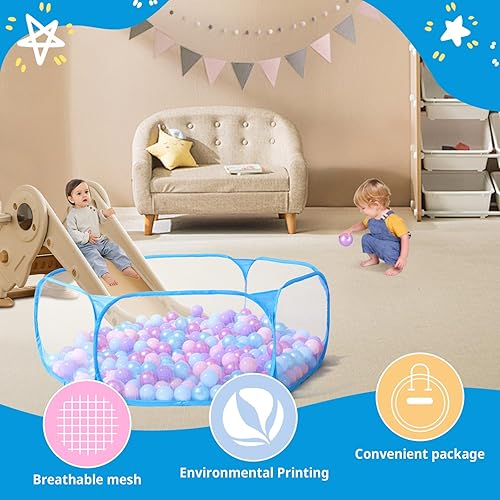Vista 49 de STARBOLO Tienda de campaña para niños con pelotas, plegable para niños pequeños, piscina de pelotas, valla de gateo para interiores y exteriores