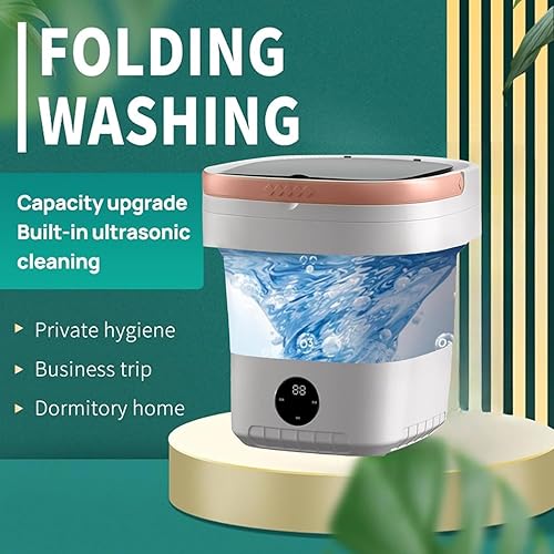 Miniatura 4 de Lavadora portátil con cesta de drenaje, mini lavadora para ropa de bebé, artículos pequeños, solución de lavandería plegable, compacta y ligera,