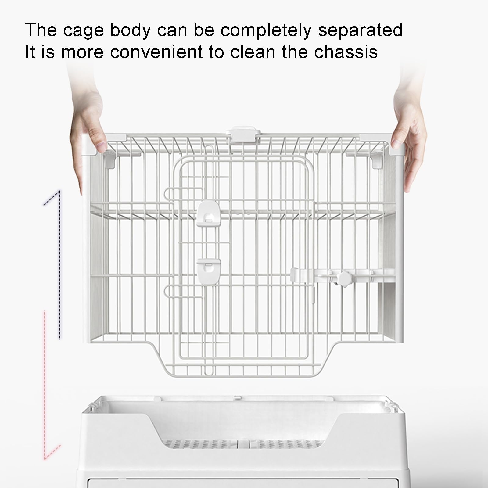 Jaula Conejo Grande con Bandejas Extraíbles, Jaula para Conejos con Ruedas, Puerta de Vidrio Templado y Conejera de Metal, Casa Extraíble para Conejillos de Indias(White)