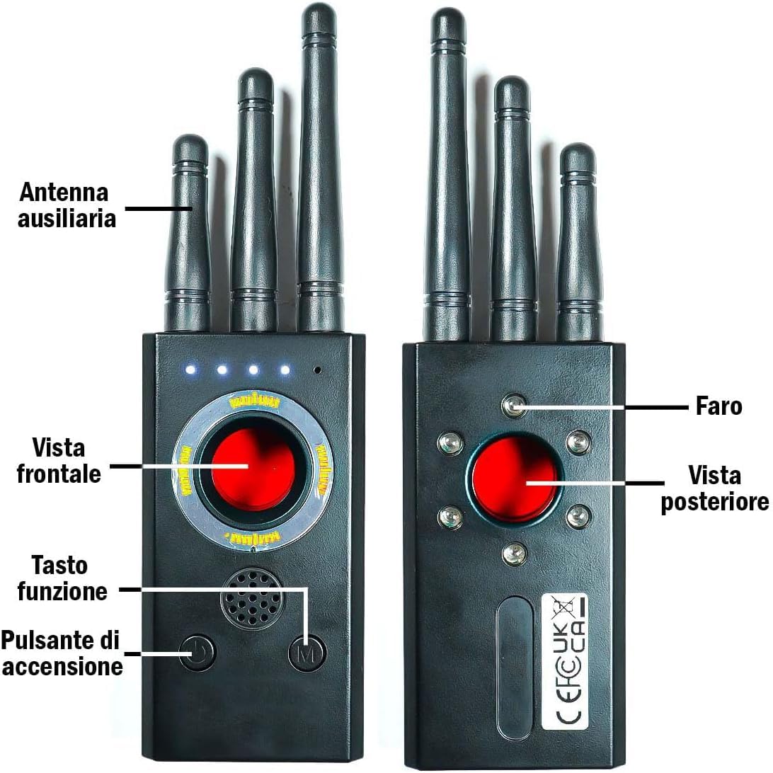Rilevatore Microspie, Rilevatore Telecamere Nascoste e Tracker GPS, Rilevatore Anti Spia con 3 Modalità Professionale (T16 CHEEK H6)