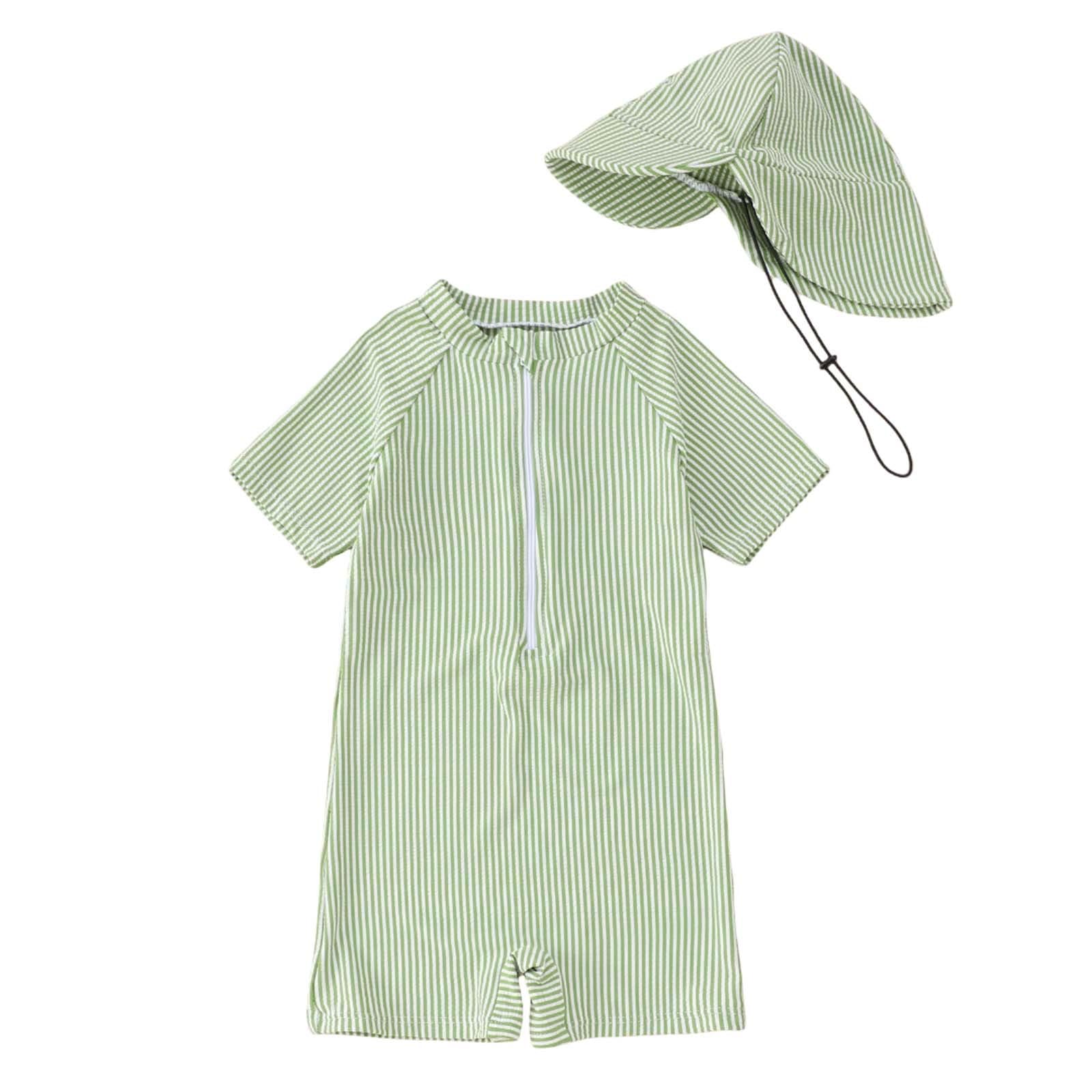 Generisch Ensemble de maillots de bain pour enfant et bébé garçon de 0 à 3 ans avec chapeau Rash Guard Maillot de bain d'été pour garçon de 0 à 3 ans