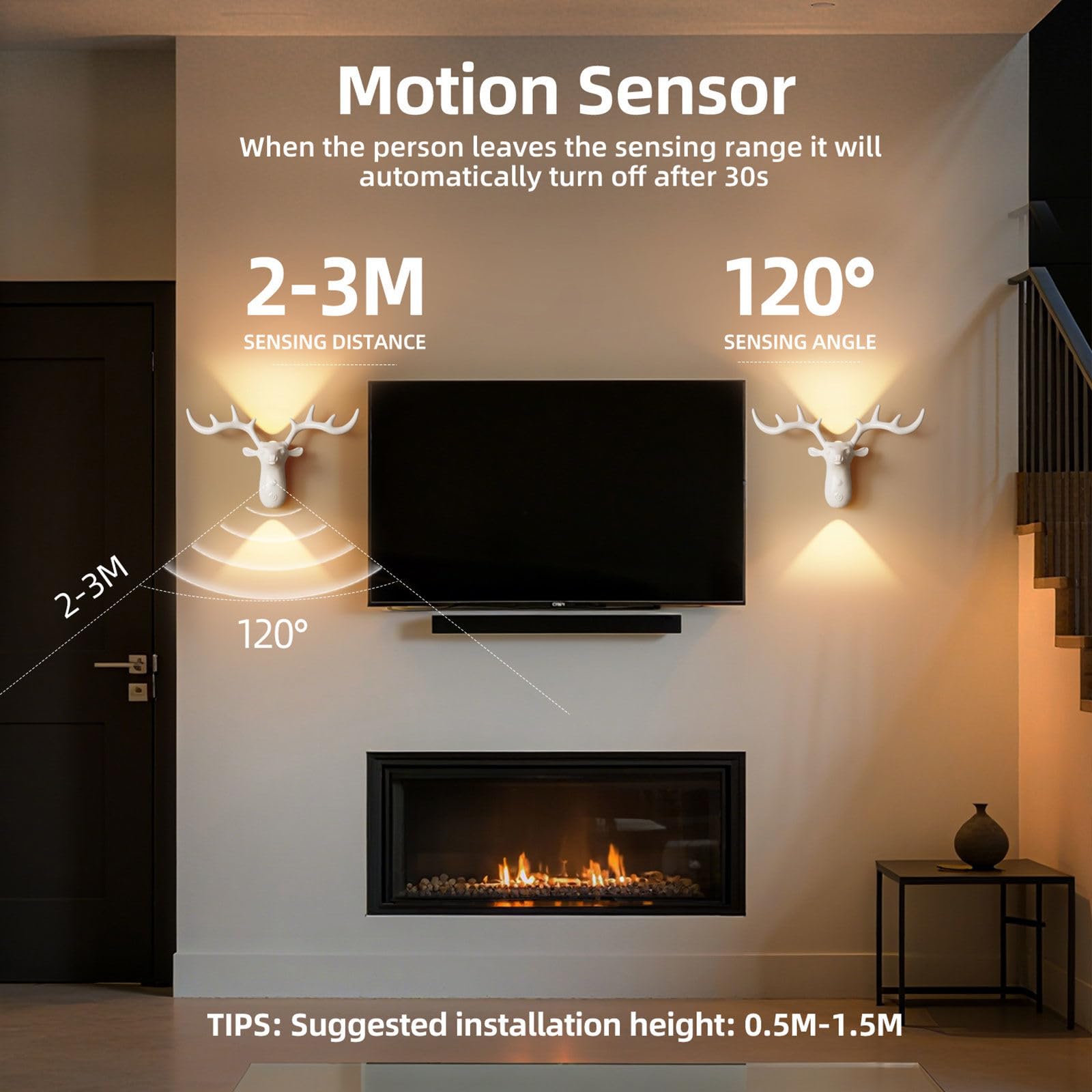 Luz Del Sensor De Movimiento Con Batería Recargable, 1200 Mah Mordern Control Táctil Atenuable 3 Niveles De Brillo De Pared, Para Sala De Estar Dormitorios Pasillos