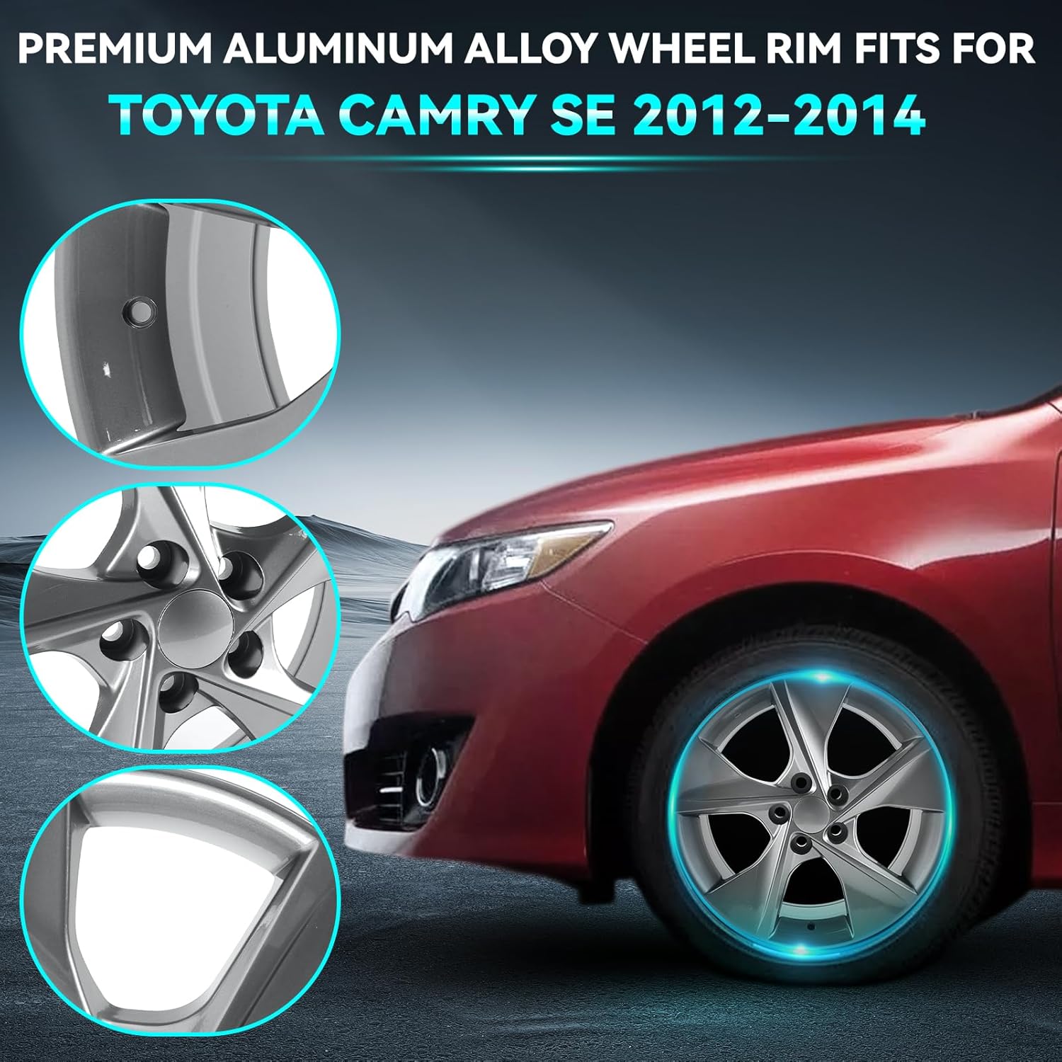 New 18x7.5inch 18 Inch Premium Aluminum Alloy Wheel Rims Fit for 2012 2013 2014 Toyota Camry SE, Charcoal Grey, Direct Fit and OEM Design Rim, ALY69605U35N