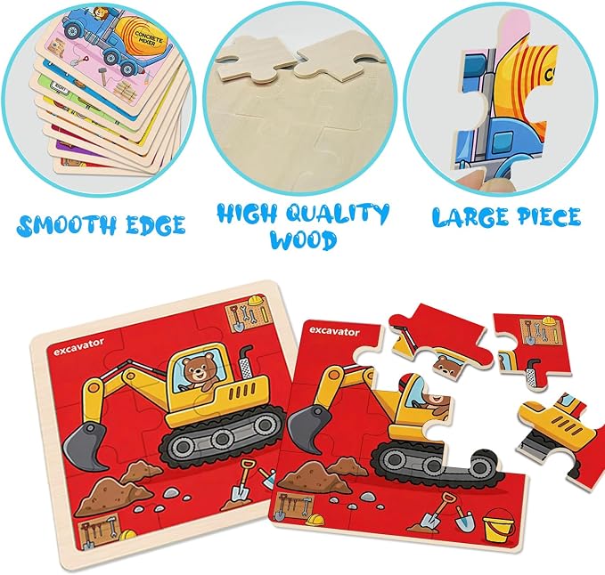 Rompecabezas de madera para niños 3-5 años, 8 piezas miniatura 6