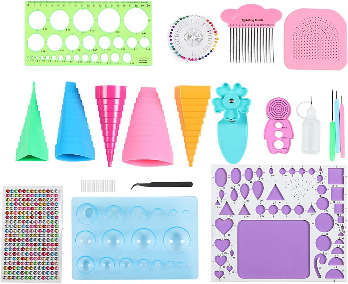Handmade Paper Card Crafts Quilling Toolkit, DIY Scrapbooking Accessory with Tweezers, Beads, Needle, ABS Material for Cards, Packaging, Decorations