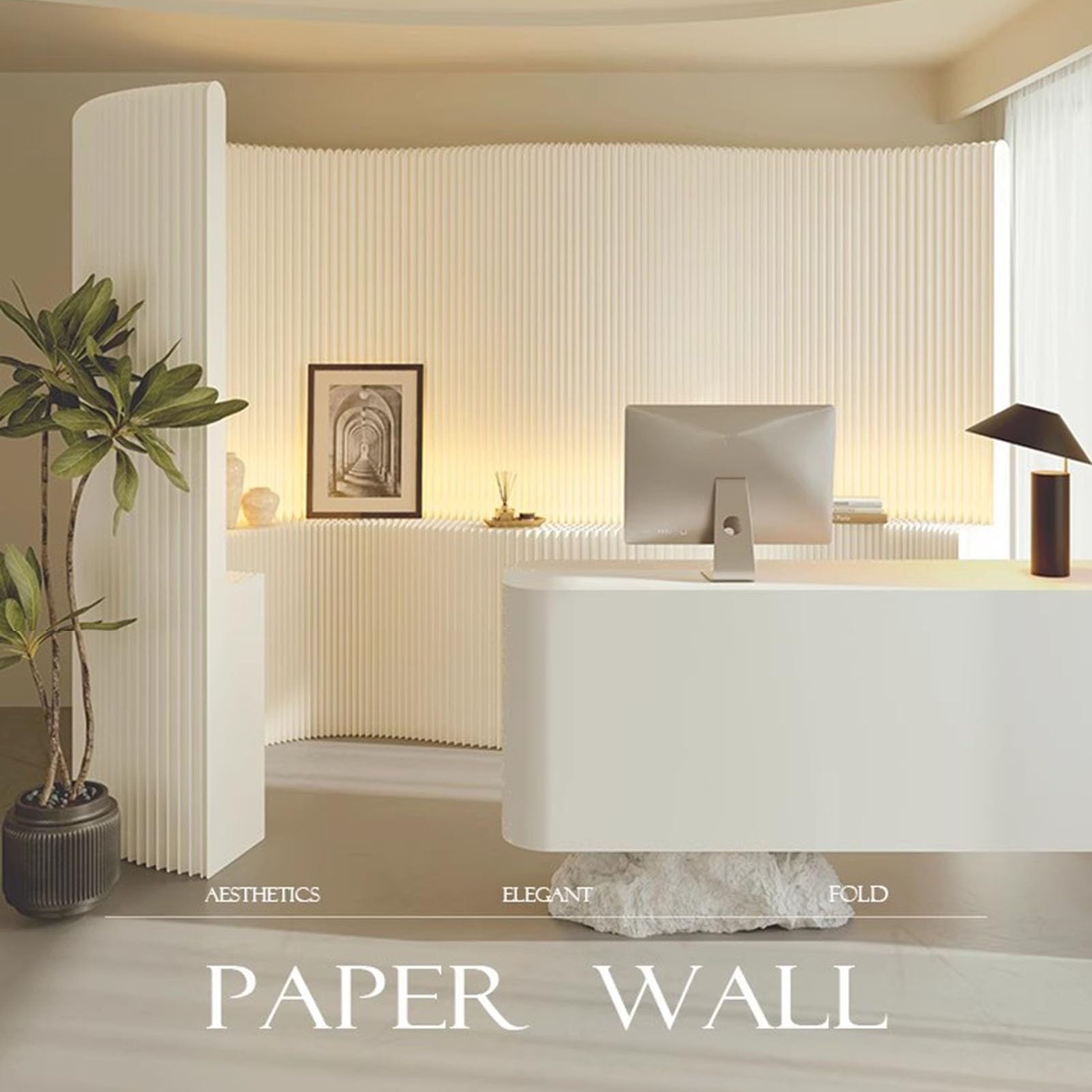 Separador de ambientes plegable portátil con estantes, retráctil, partición temporal flexible para separación de espacios en casa y oficina