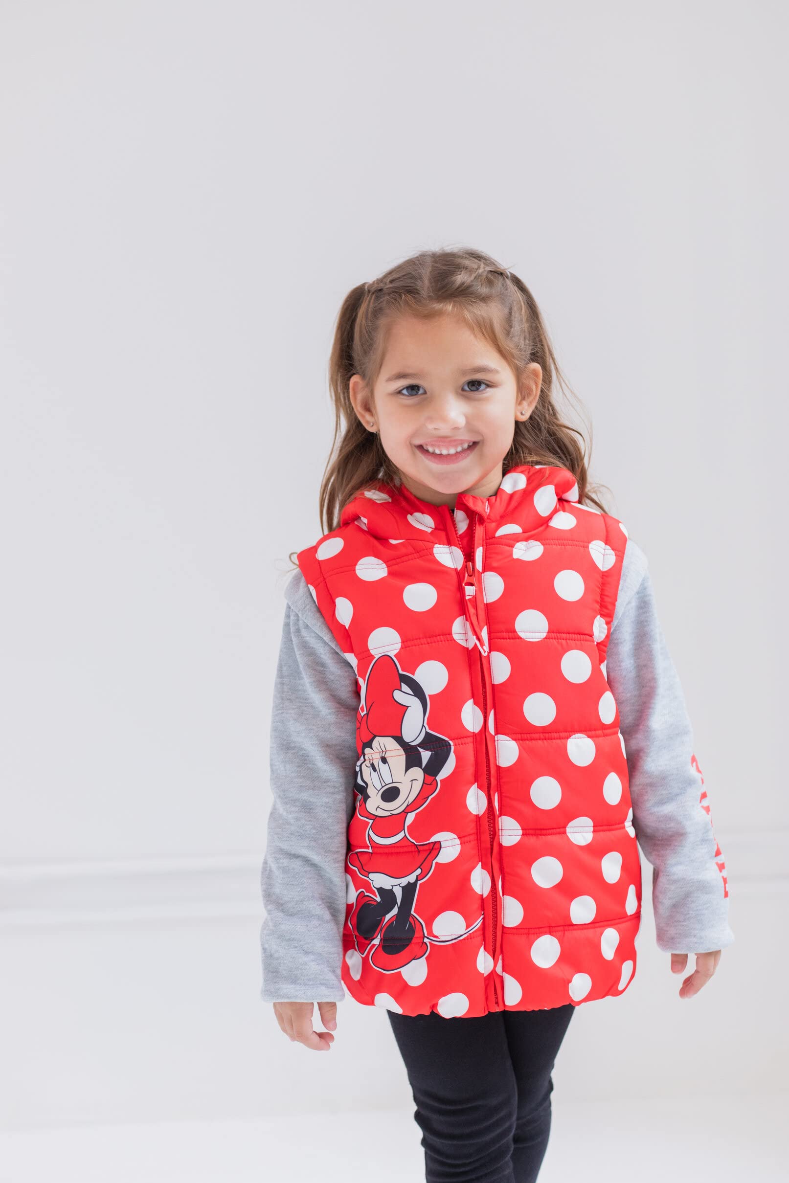 Disney Minnie Mouse dziewczęca kamizelka zapinana na zamek 2fer kurtka maluch do małego dziecka