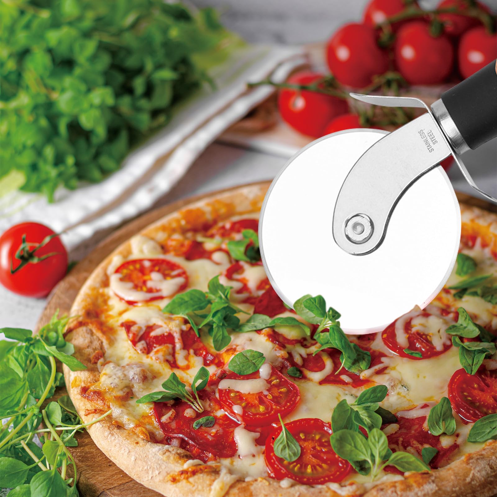 Stainless Steel Pizza Cutter Wheel With Comfort Grip - Sharp Blade For Pizza, Pies, Quesadillas & More