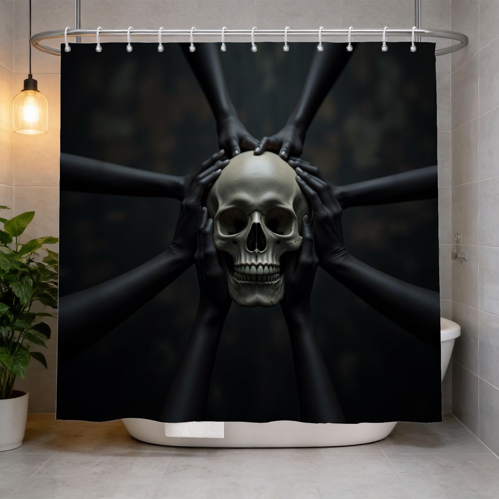Hongduo 3D Skull Shower Curtain for Stalls Bathtubs Simple Bathroom Decor Shower Curtain Set Polyester Fabric Waterproof 200x200cm/79X79 Inch with Hooks