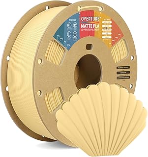 OVERTURE Mate PLA Filamento de 1,75 mm, Rollo PLA Mate 1kg Bobina de Cartón (2.2lbs), Precisión Dimensional +/- 0.02 mm(Amarillo Mantequilla Mate)