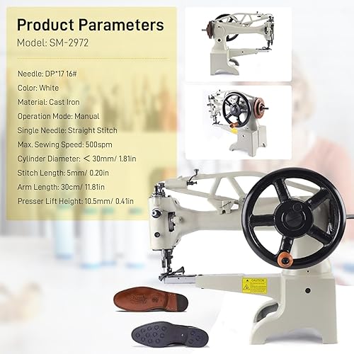 Miniatura 2 de RustyVioum Máquina de coser para zapatos, máquina de coser de piel con parches de bricolaje, máquina de coser manual de cuero de 360 grados