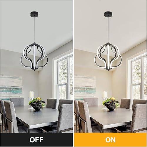 Miniatura 7 de Q&S Lámpara de araña LED moderna, luces colgantes negras para comedor, vestíbulo, entrada, cocina, sala de estar, 8 luces