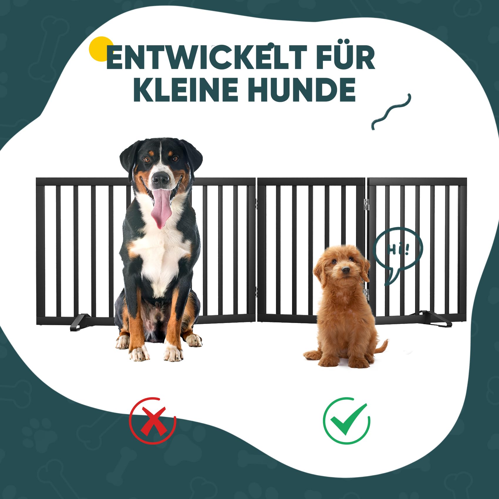 Bambus-Hundegitter 61 cm Höhe 4 Paneele freistehend Haustiergitter für Türen Treppen