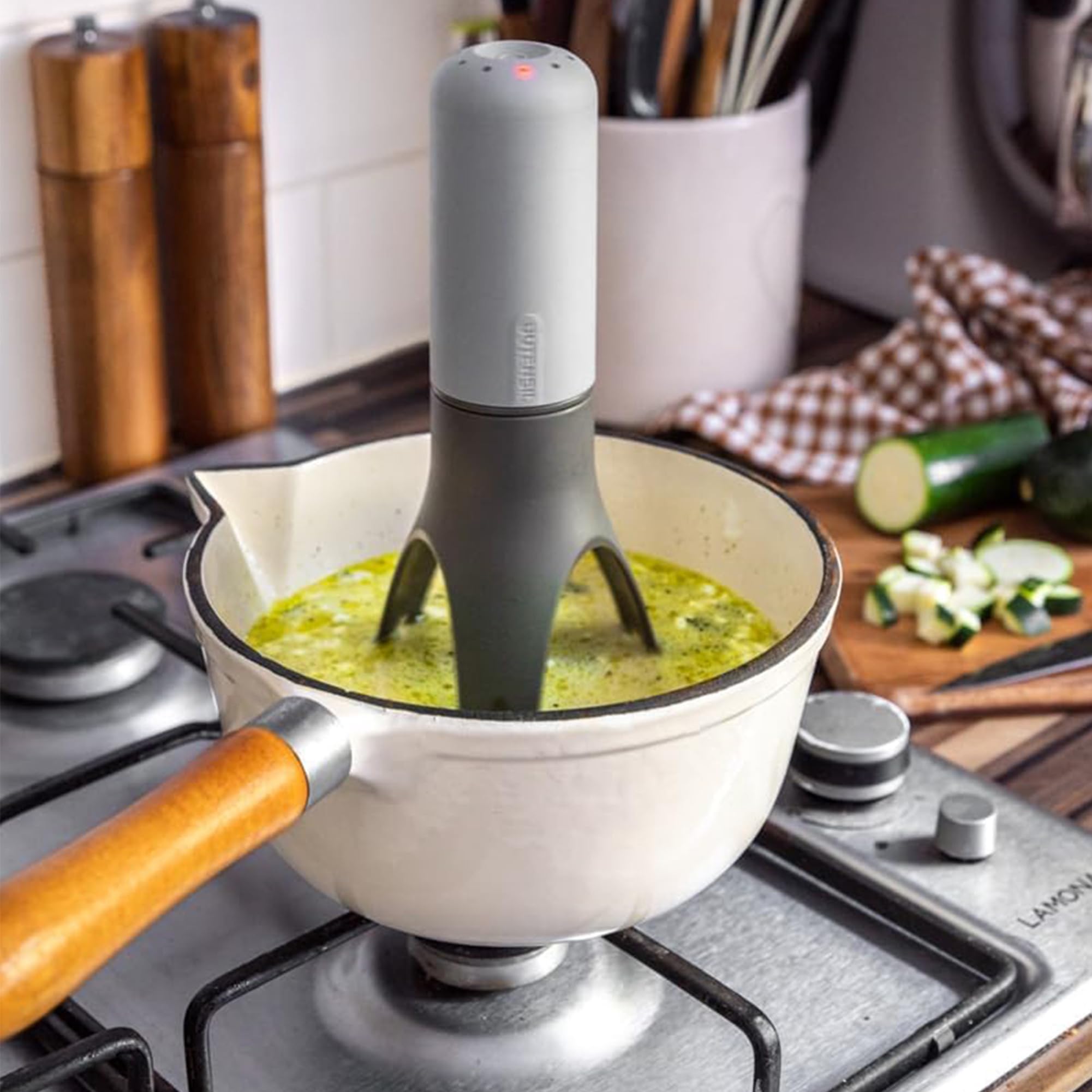 üutensil Pot Roerder 3 Snelheden Voedselveilig Nylon üutensil Automatische Panroerder - 3 Snelheden, Voedselveilige Nylon Poten, Vaatwasmachinebestendig, Op Batterijen Automatische Potroerder