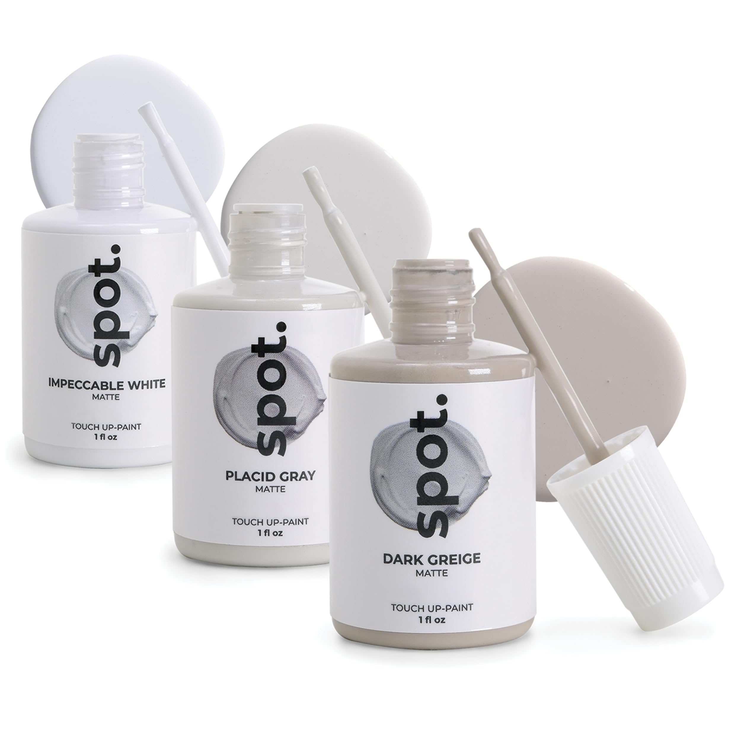 spot. Touch-Up Paint - Matt Finish, Quick Drying, Perfect for Cabinets, Walls, Windows, Doors, and Furniture Repair, 3 Colour Kit Matches 90% of Surfaces, Gray 3 Pack