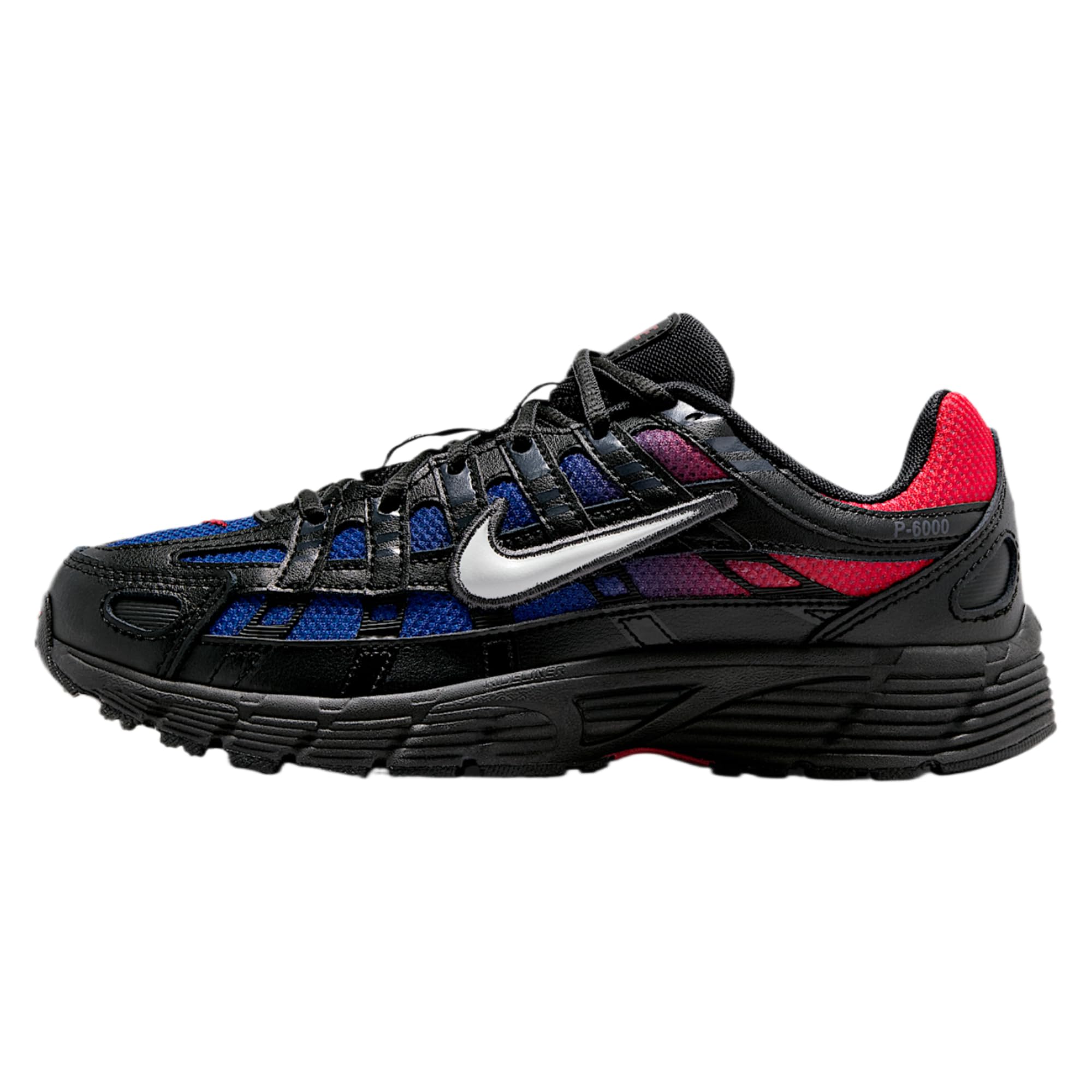 NIKE P-6000 Zapatos de piel y malla transpirable IO9922 Color 002 Negro Rojo Azul Amortiguado Ergonómico