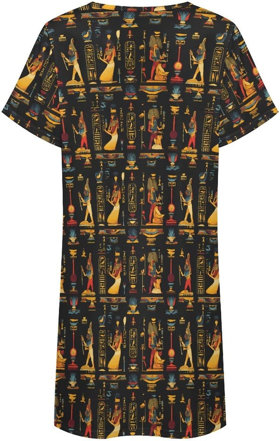 Egyptian Hieroglyphs And Pharaohs Nightgowns for Women Short Sleeve Sleep Dress Casual Sleepshirt Night Gowns Pajamas