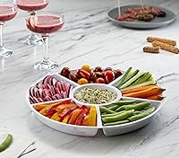 Vista 66 de Plasticpro Bandeja redonda de plástico para servir 6 seccionales (2, negro)