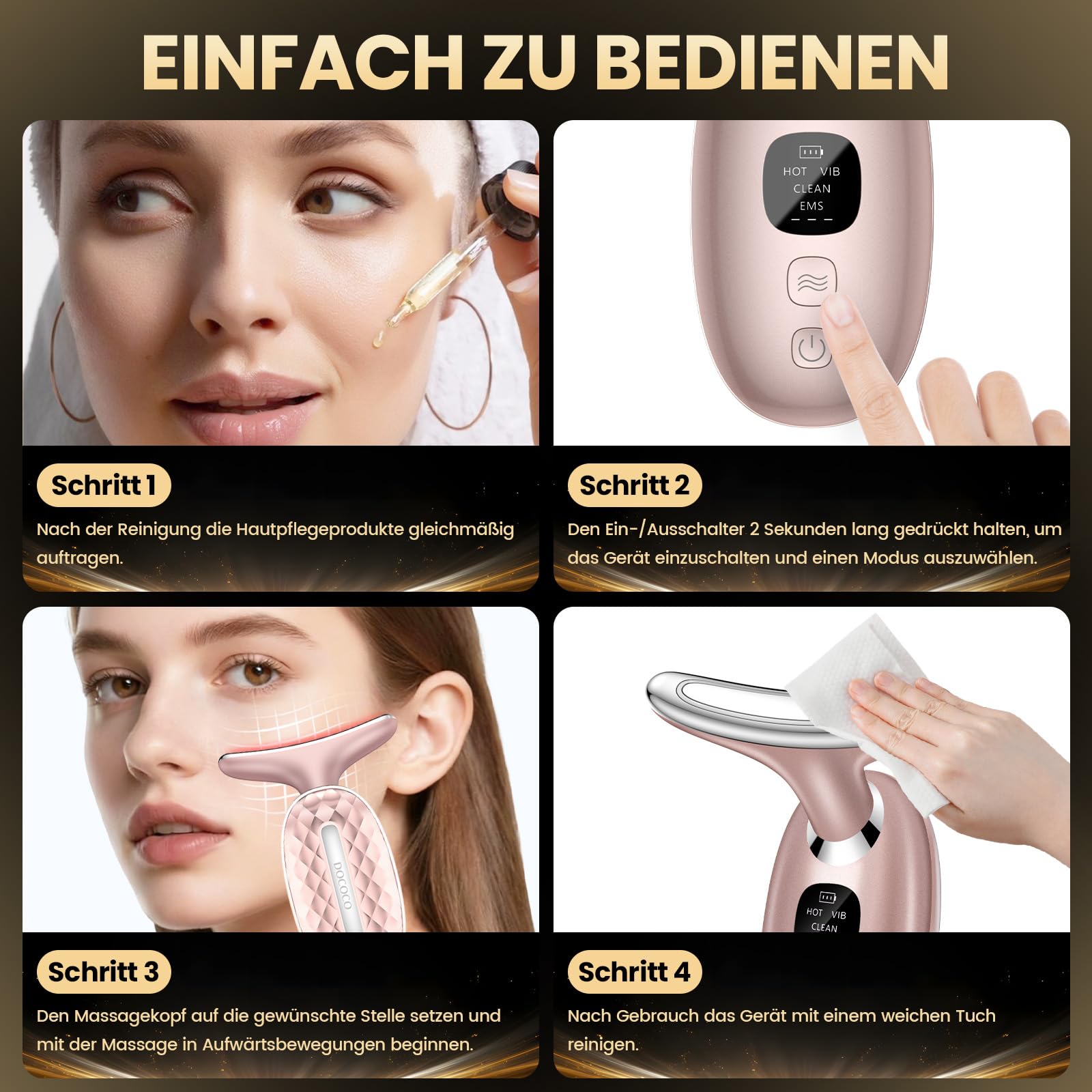 Elektrisches Gesichtsmassagegerät mit EMS Rotlichttherapie