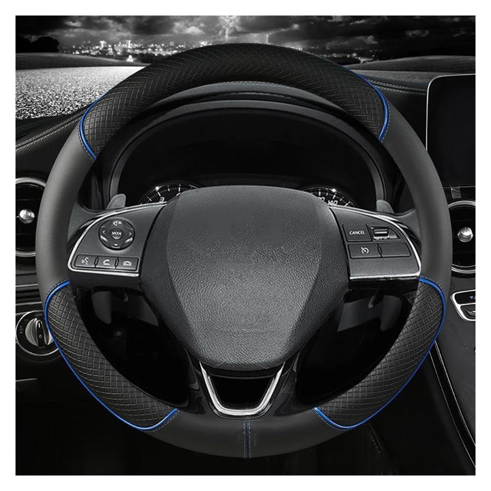 Lenkradabdeckung Auto Lenkräder Abdeckung 38cm Für Mitsubishi Für Grandis Für Lancer Für evo Für Eclipse Für Cross Lenkrad Bezug Auto(BLVE)
