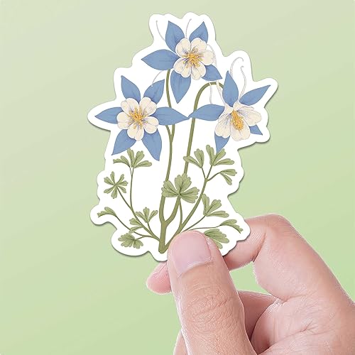 Vista 5 de Colorado Blue Columbine - Pegatina de flores para botella de agua Hydroflask para madres de plantas o amantes de la naturaleza