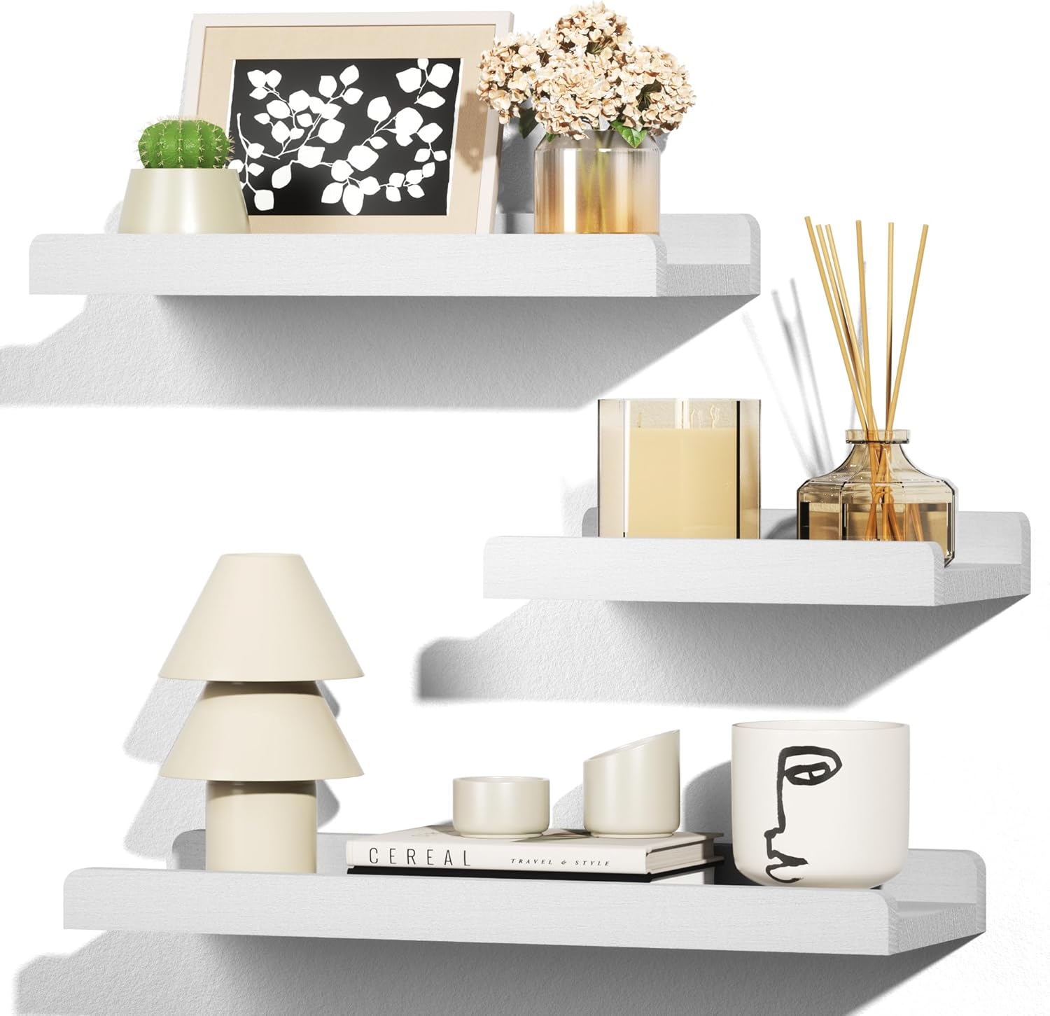 Alsonerbay Floating Shelves White, Wood Shelves Rustic Shelves for Wall